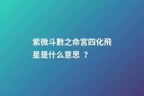 紫微斗數之命宮四化飛星是什么意思？